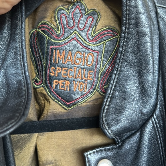 Imagio Speciale pee voi worn soft leather motorcycle jacket.  Size Lg. - Picture 2 of 4